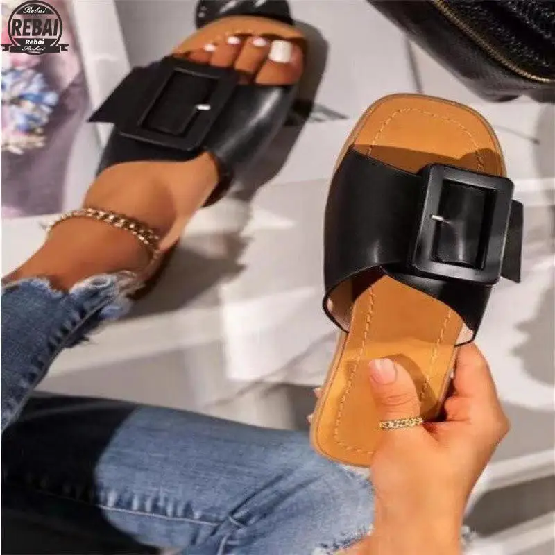 Fashion Sexy Solid Color High Quality Open Toe Single Buckle Outdoor Flat Bottom Women Slippers 2021 Summer New Style Plus Size
Fashion Sexy Solid Color High Quality Open Toe Single Buckle Outdoor Flat Bottom Women Slippers 2021 Summer New Style Plus Size