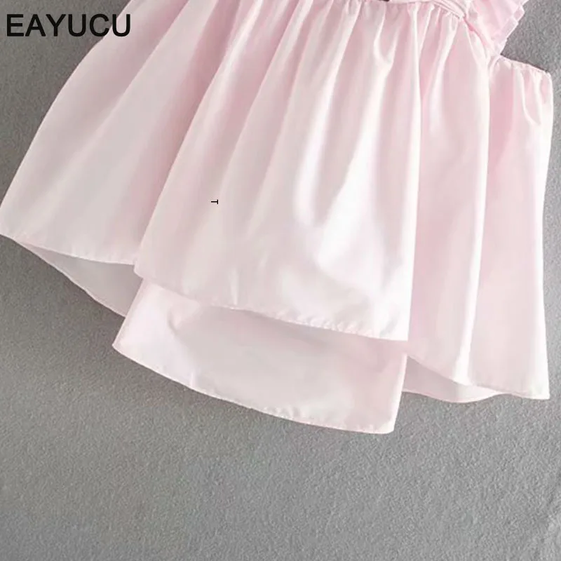 EAYUCU Sweet pink ruffles tank tops women new 2020 summer loose sexy backless female cotton chic tops ET063
EAYUCU Sweet pink ruffles tank tops women new 2020 summer loose sexy backless female cotton chic tops ET063