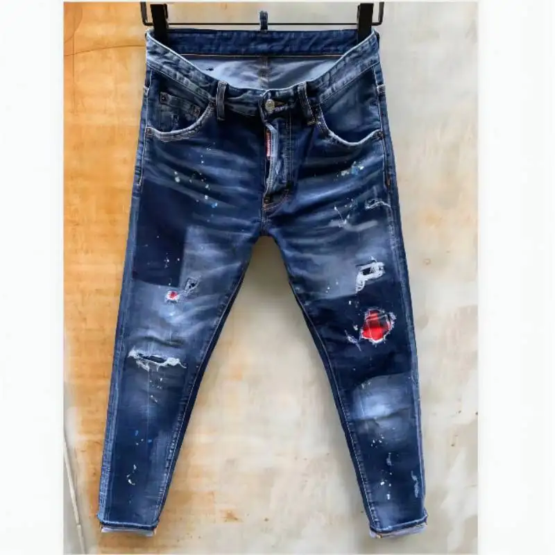 Hole Patch Mid-waist Button Jeans Men's Micro-stretch Washable Slim Trendy Tants 9113
Hole Patch Mid-waist Button Jeans Men's Micro-stretch Washable Slim Trendy Tants 9113