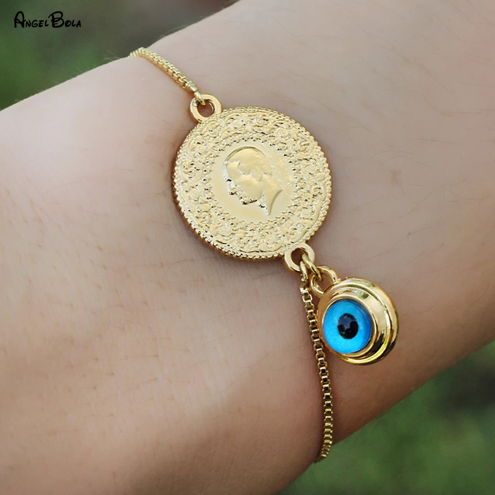 Fashionable Exquisite Thin Chain Evil Eye Bracelet Adjustable Coin Pendant Bracelet Jewelry for Women The Best Gift for Girls
Fashionable Exquisite Thin Chain Evil Eye Bracelet Adjustable Coin Pendant Bracelet Jewelry for Women The Best Gift for Girls
