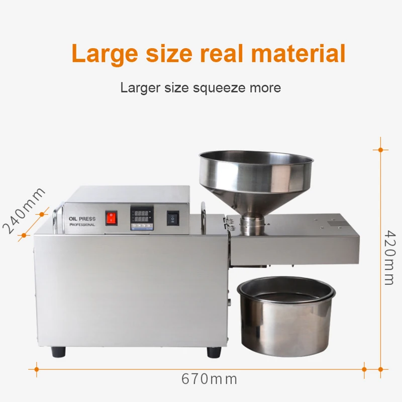 New S10 Intelligent 1500W Commercial Oil Press Stainless Steel Household Industrial Grade Large Motor
New S10 Intelligent 1500W Commercial Oil Press Stainless Steel Household Industrial Grade Large Motor
