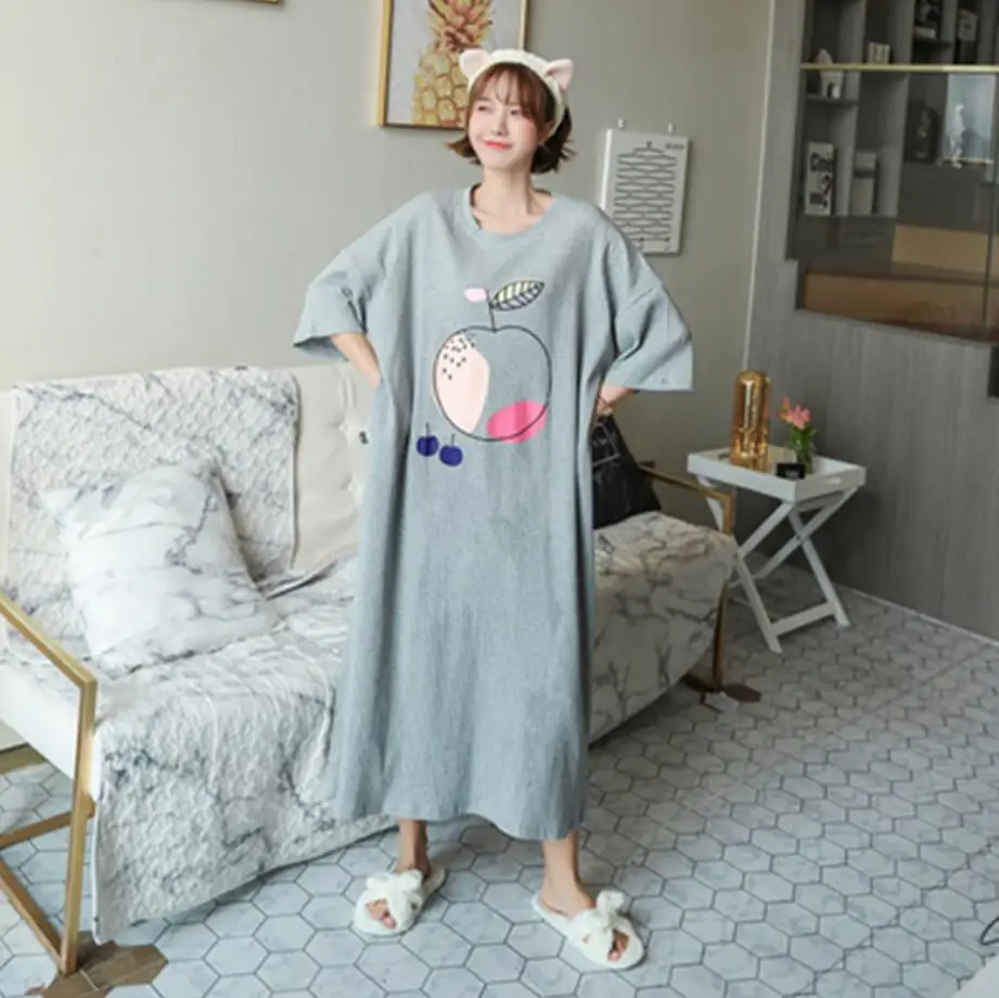 Oversized Loose Women Cartoon Sleepwear Leisure Short Sleeve Thin Nightgowns Printing Fruits Big Size Nightdress
Oversized Loose Women Cartoon Sleepwear Leisure Short Sleeve Thin Nightgowns Printing Fruits Big Size Nightdress