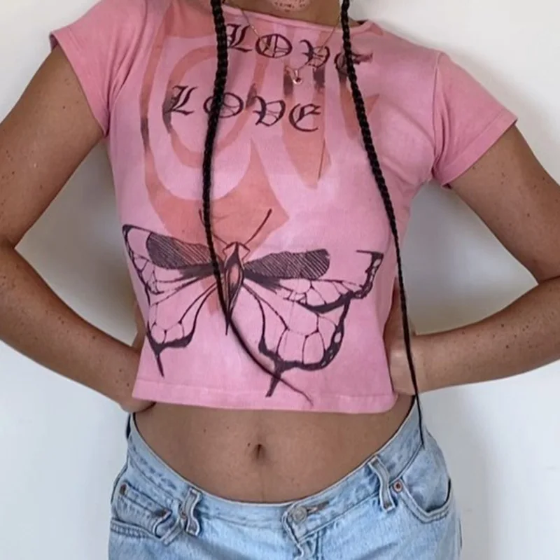 Kawaii short-sleeved Oversized T-shirt top pink y2k cute new summer butterfly printed women's round neck casual Female clothing
Kawaii short-sleeved Oversized T-shirt top pink y2k cute new summer butterfly printed women's round neck casual Female clothing