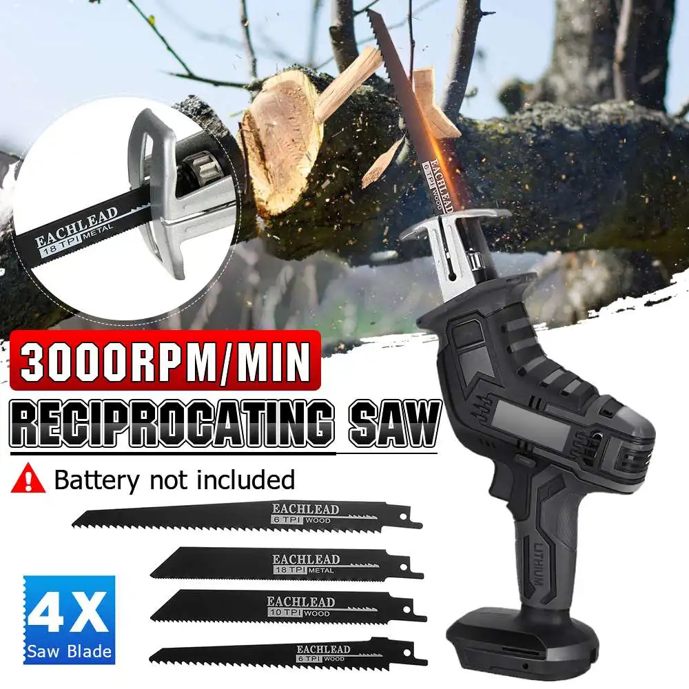 Portable Cordless Electric Reciprocating Saw for Makita 18V Battery Rechargable DIY Power Woodworking Cutting Tool with 4 Blades
Portable Cordless Electric Reciprocating Saw for Makita 18V Battery Rechargable DIY Power Woodworking Cutting Tool with 4 Blades
