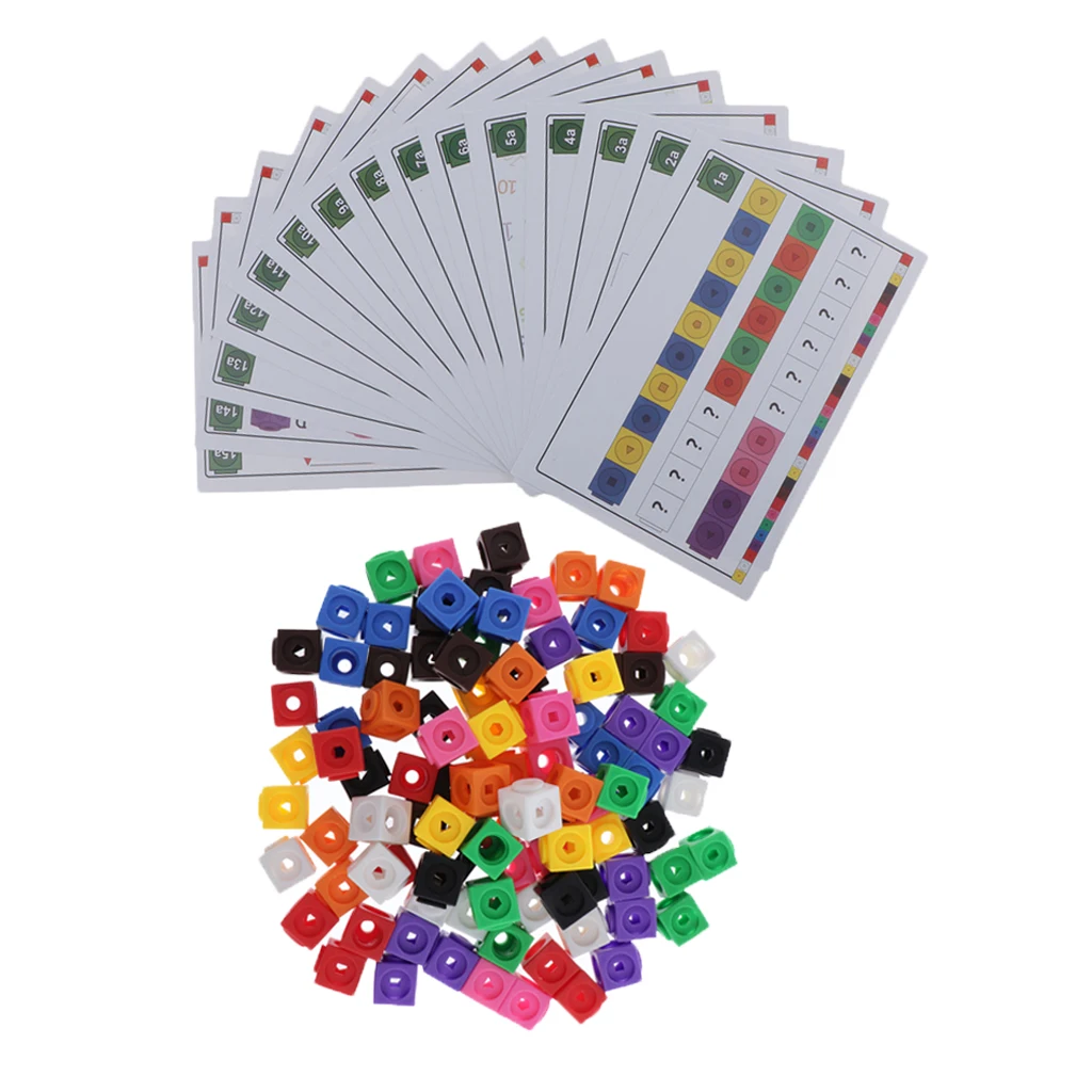 Set of 100pcs Math Linking Cubes with Activity Cards, Connecting Puzzles Blocks
Set of 100pcs Math Linking Cubes with Activity Cards, Connecting Puzzles Blocks