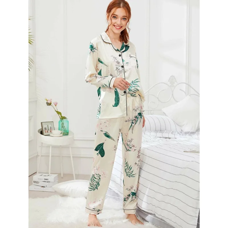 Homewear Pajamas Women's Autumn Chic Printed Long Sleeve 2-Piece Set Simple Pijama Feminino Wm* 
Homewear Pajamas Women's Autumn Chic Printed Long Sleeve 2-Piece Set Simple Pijama Feminino Wm*