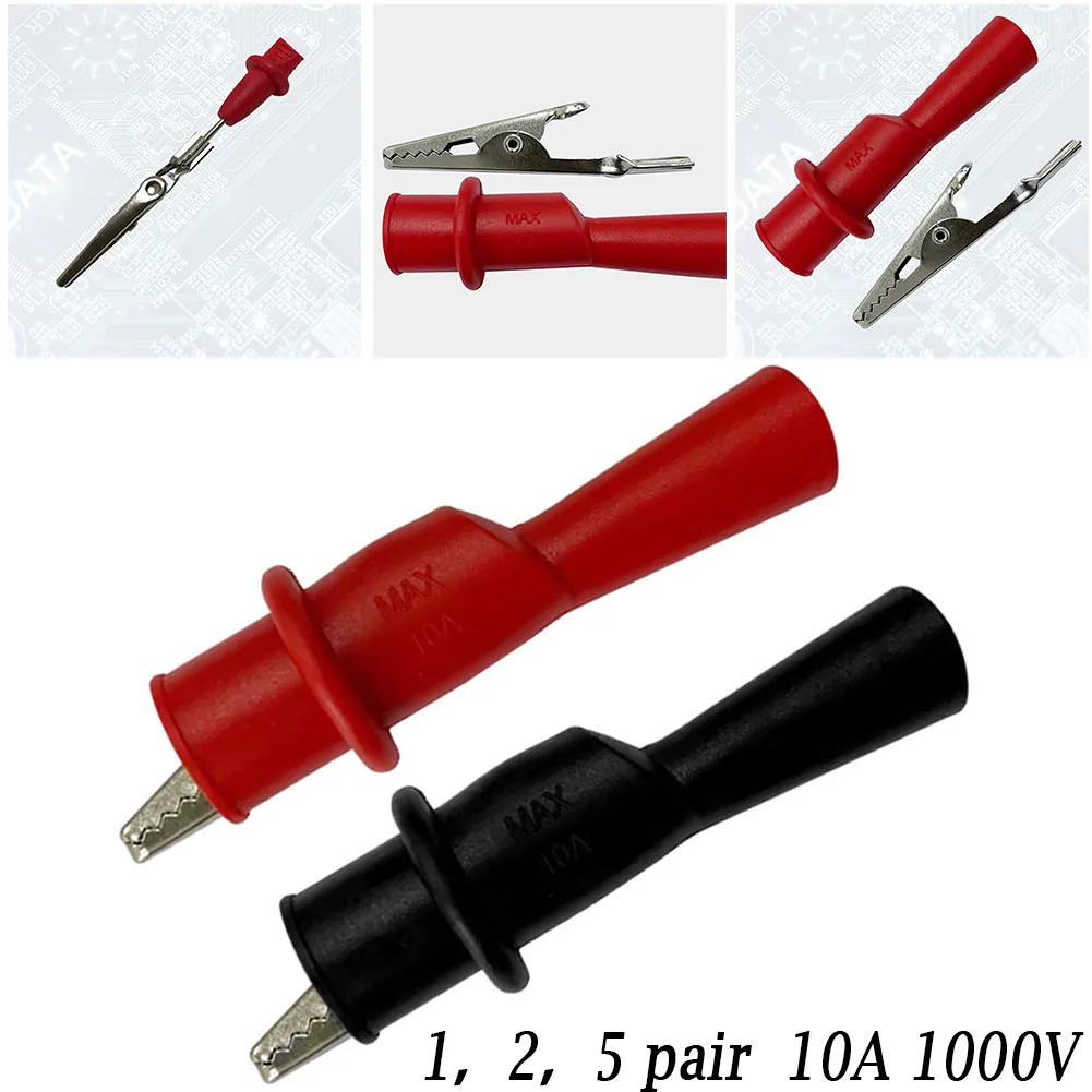 1/2/5 Pair 10A 1000V Multimeter Test Lead Electrical Insulation Alligator Clip Probe Tool Metal Crocodile Clamp Test Accessories
1/2/5 Pair 10A 1000V Multimeter Test Lead Electrical Insulation Alligator Clip Probe Tool Metal Crocodile Clamp Test Accessories