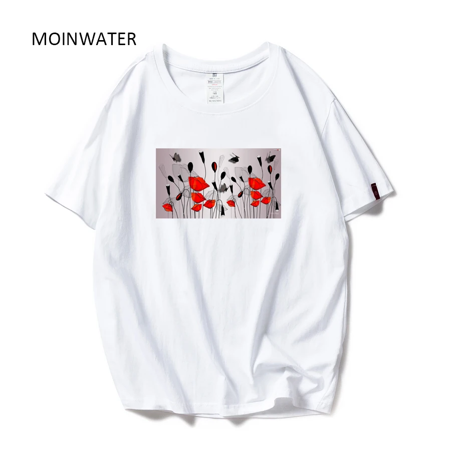MOINWATER 2020 New Women T shirts White Black Cotton Flowers Print T-shirts Lady High Street Comfortable Tees&Tops MT20010
MOINWATER 2020 New Women T shirts White Black Cotton Flowers Print T-shirts Lady High Street Comfortable Tees&Tops MT20010