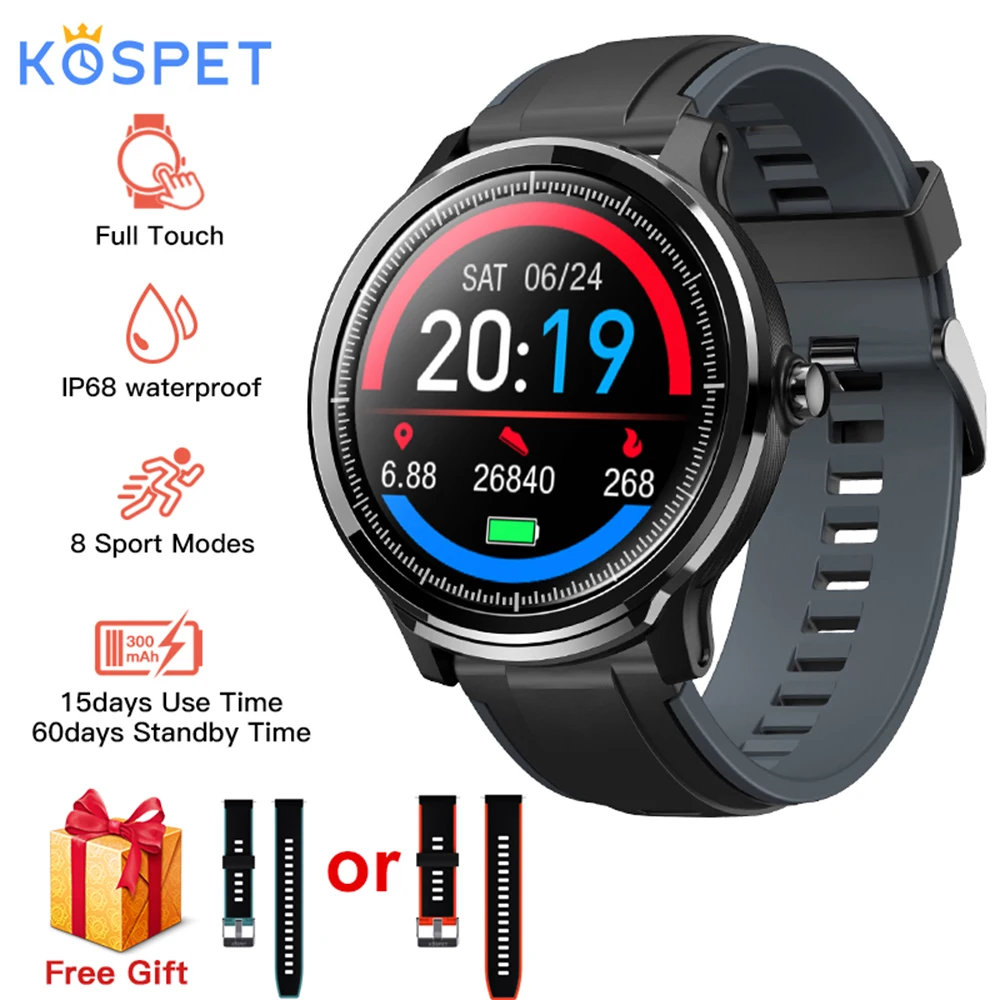 KOSPET Probe Smart watch Men IP68 Waterproof 1.3'' Full Touch Round Screen Blood Pressure Heart rate Pedometer Smartwatch Women |