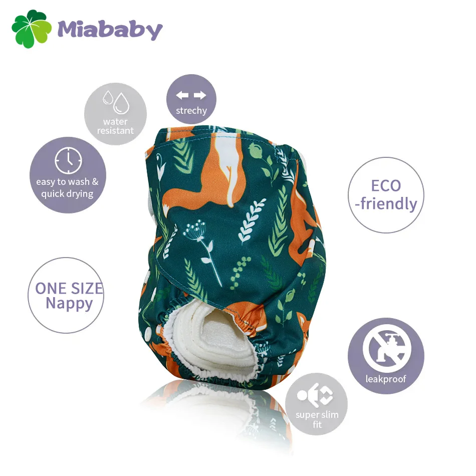 Miababy 1 шт. Большие Подгузники с карманами для детей размер регулируемый тканевый