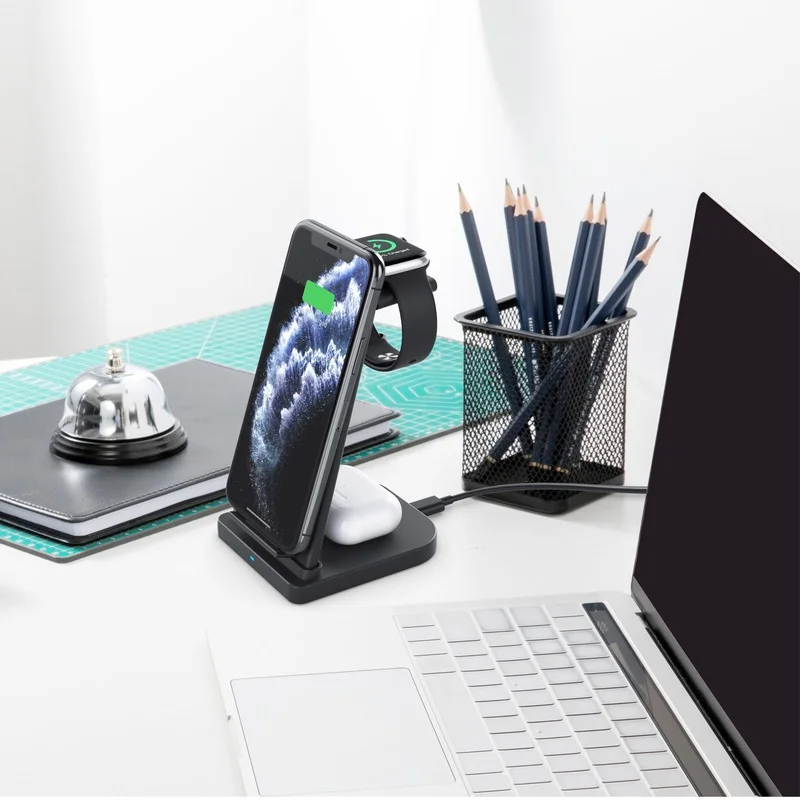 Small 15W Fast 3 In 1 QI Wireless Charger Stand for Apple Watch 6 SE 5 4 3 IPhone 12 11 XS XR Airpods Pro Charging Dock Station
Small 15W Fast 3 In 1 QI Wireless Charger Stand for Apple Watch 6 SE 5 4 3 IPhone 12 11 XS XR Airpods Pro Charging Dock Station