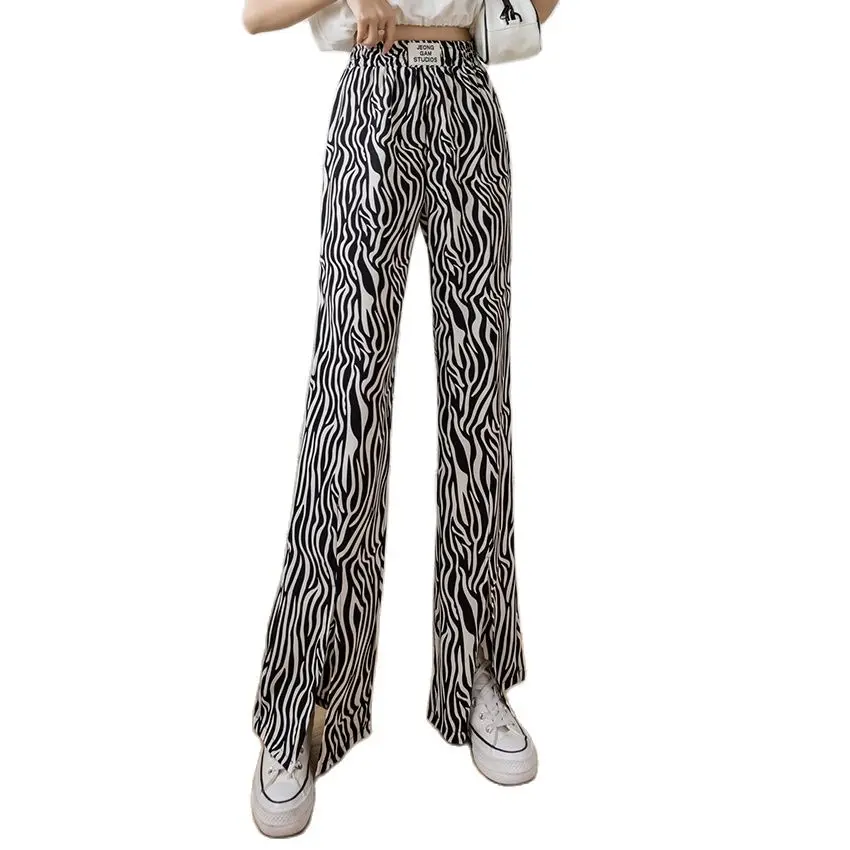 Zebra Print Wide Leg Pants Trousers Thin Sexy High Waist Autumn Women Casual Female Slit Trousers Streetwear Flares Pants
Zebra Print Wide Leg Pants Trousers Thin Sexy High Waist Autumn Women Casual Female Slit Trousers Streetwear Flares Pants