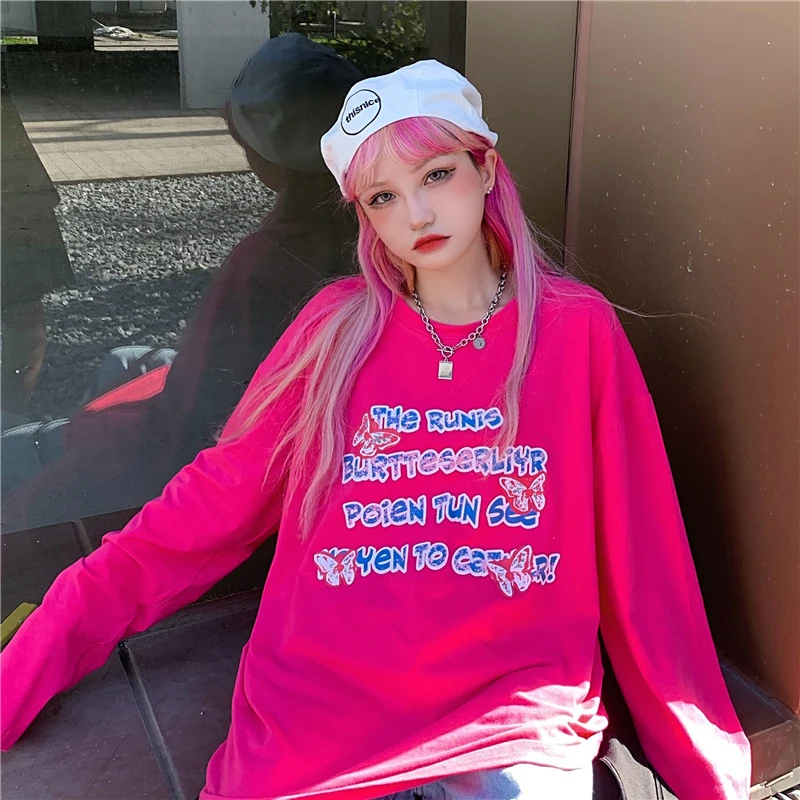 Letter Printing Long Sleeve Women T-shirt Autumn Women Tops Cotton Harajuku Korean Style T-shirt Punk Tees New Couple Clothes
Letter Printing Long Sleeve Women T-shirt Autumn Women Tops Cotton Harajuku Korean Style T-shirt Punk Tees New Couple Clothes