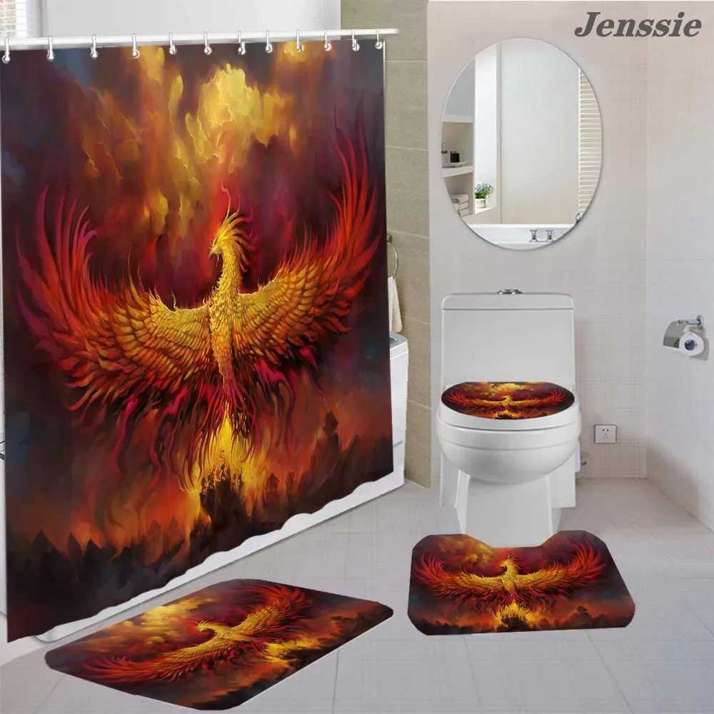 3D Phoenix Printed Bathroom Set Waterproof Mildew-proof Shower Curtain Set Non-slip Mat Toilet Lid Cover Bath Rug Home Decor
3D Phoenix Printed Bathroom Set Waterproof Mildew-proof Shower Curtain Set Non-slip Mat Toilet Lid Cover Bath Rug Home Decor