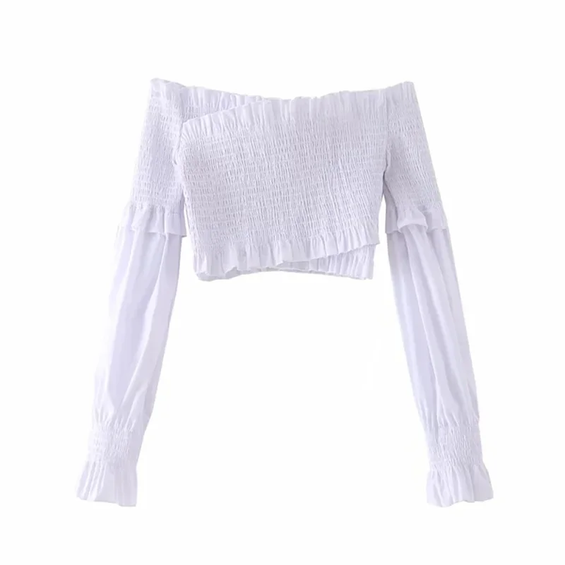 2021 New Women Cross Slash Neck Pleated Short Shirt Female Long Sleeve Blouse Casual Lady Slim Crop Tops Blusas
2021 New Women Cross Slash Neck Pleated Short Shirt Female Long Sleeve Blouse Casual Lady Slim Crop Tops Blusas