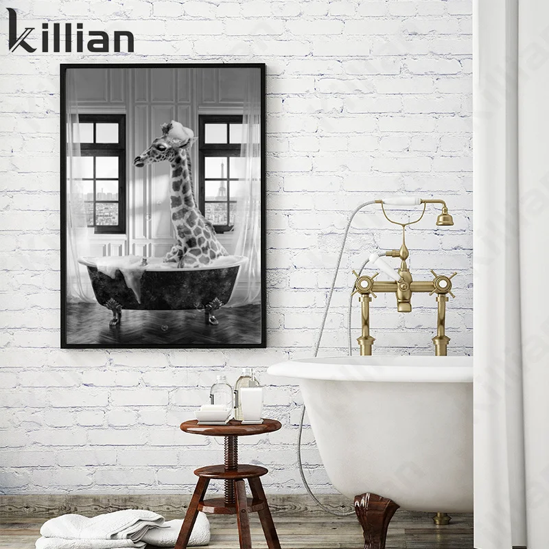 Black and White Animal Bathroom Wall Art Picture Canvas Painting Giraffe Elephant Funny Print Art Poster Anime Room Decoration
Black and White Animal Bathroom Wall Art Picture Canvas Painting Giraffe Elephant Funny Print Art Poster Anime Room Decoration