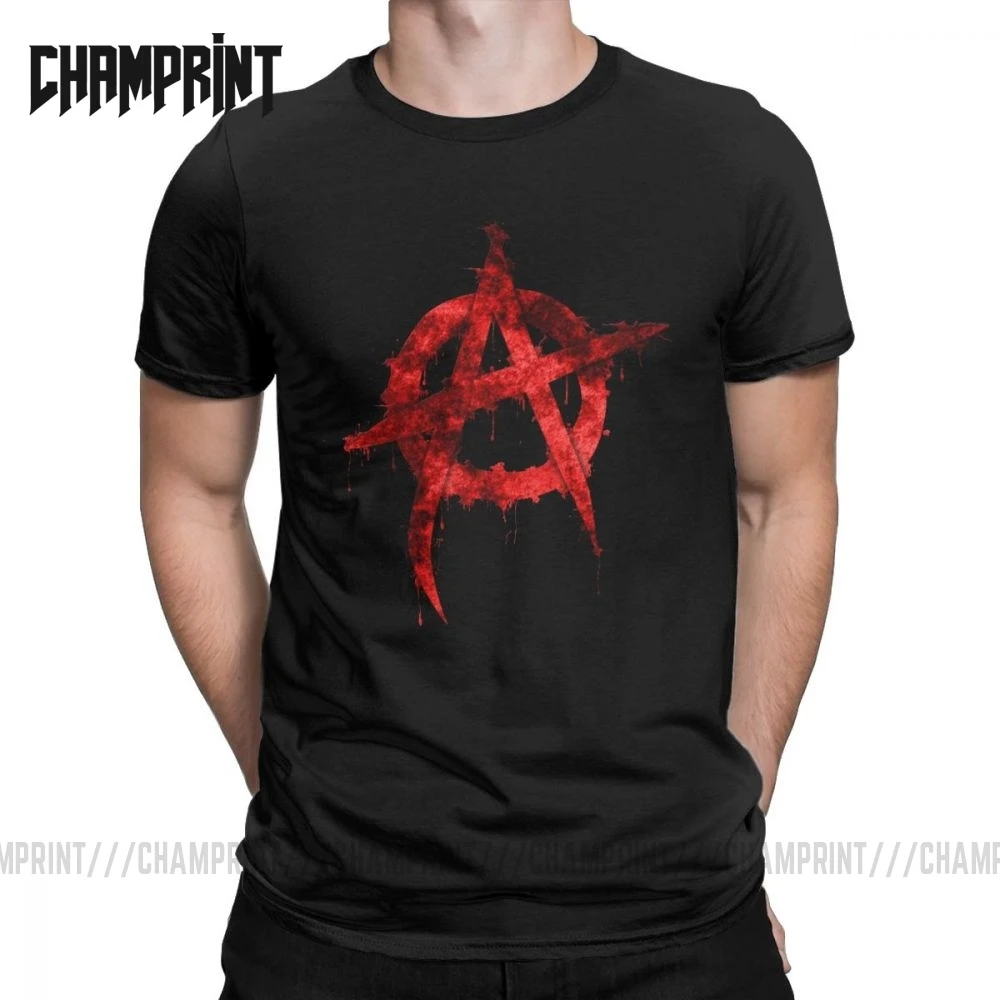 Винтажная анархия анархиста футболки для мужчин Crewneck 100% хлопок футболка с