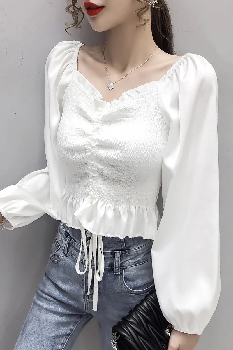 COIGARSAM Fashion Solid blouse women New Chiffon blusas womens tops and blouses Sapphire White Black 1568
COIGARSAM Fashion Solid blouse women New Chiffon blusas womens tops and blouses Sapphire White Black 1568