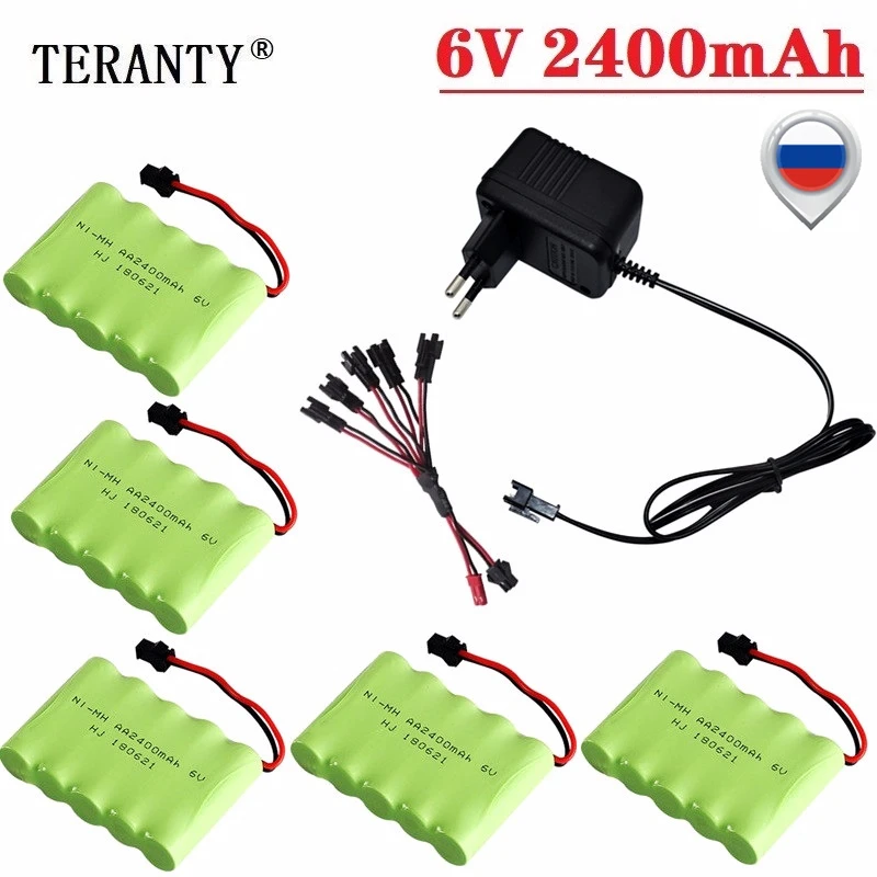 

(SM Plug) Ni-MH 6v 2400mah Battery + USB Charger For Rc toys Cars Tanks Trucks Robots Boats Guns AA 6v Rechargeable Battery Pack