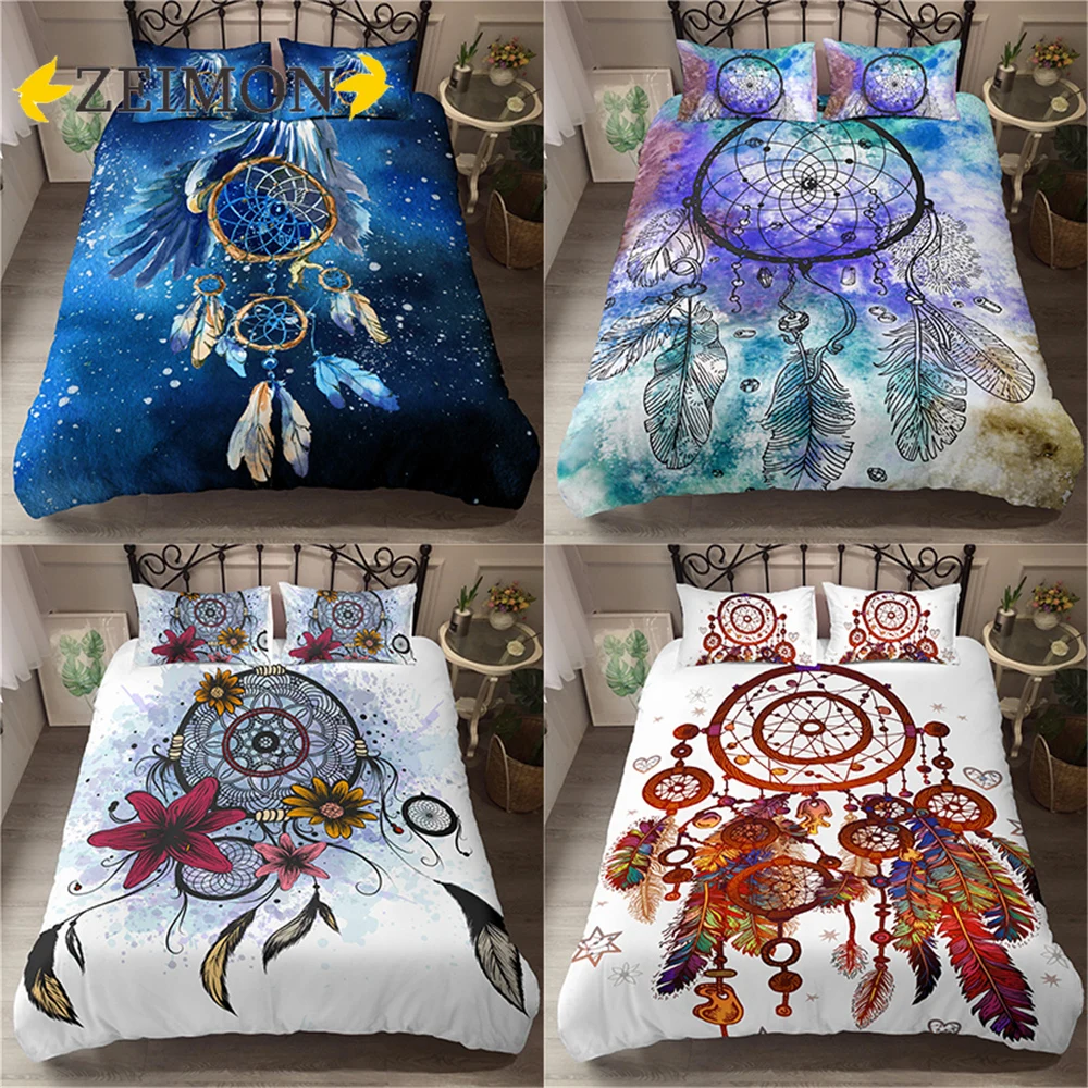 Modern 3D Blue Feather Duvet Cover Pillowcase Dream catcher Bedding Set Soft Polyester King Queen Single Size Home Textiles
Modern 3D Blue Feather Duvet Cover Pillowcase Dream catcher Bedding Set Soft Polyester King Queen Single Size Home Textiles