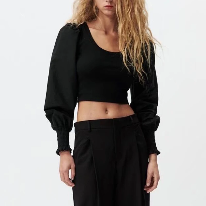 2021 Autumn Women Fashion Poplin Panel Tight T-shirt Casual Bubble Long Sleeves O Neck Female Short Pullover Chic Top QJ8454
2021 Autumn Women Fashion Poplin Panel Tight T-shirt Casual Bubble Long Sleeves O Neck Female Short Pullover Chic Top QJ8454