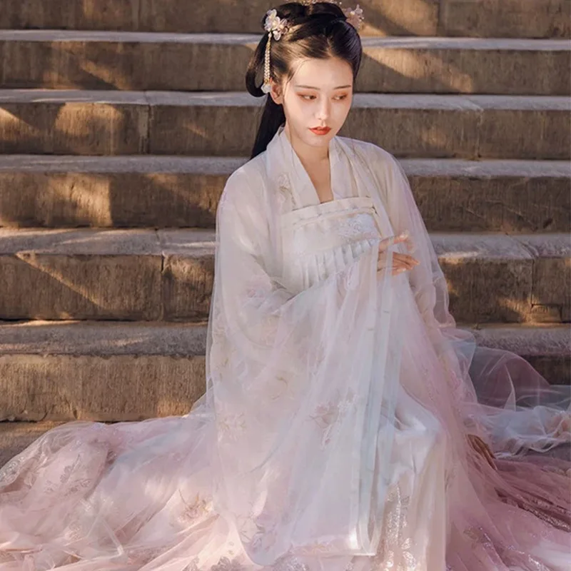Women's Han Chinese Clothing Chinese-Style Immortal Elegant Wide-Sleeve Cross-Collar Chest Skirt Tang Suit slim Embroidery Impro
Women's Han Chinese Clothing Chinese-Style Immortal Elegant Wide-Sleeve Cross-Collar Chest Skirt Tang Suit slim Embroidery Impro