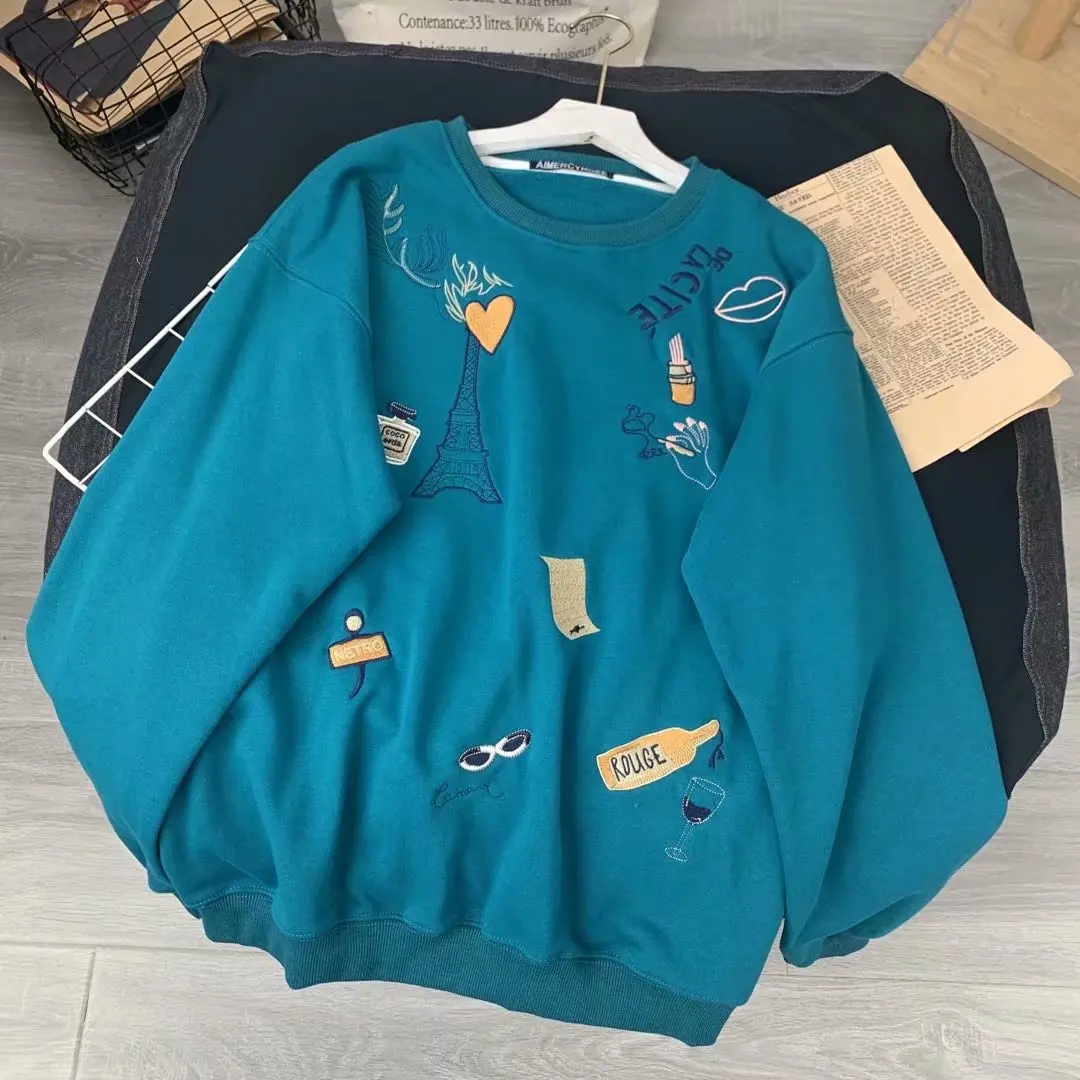 2021 Spring Fall Fashion Stylish Full Printed Embroidered Lady Hoodie Terry Cotton Round Neck Sweatshirt Long Sleeve Loose Top
2021 Spring Fall Fashion Stylish Full Printed Embroidered Lady Hoodie Terry Cotton Round Neck Sweatshirt Long Sleeve Loose Top