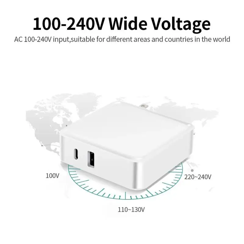 WLX-i8 2 Port USB+Type-C Charger 65W PD+QC3.0 Quick Charge Portable Adapter Charger Head for Tablet/Phone
WLX-i8 2 Port USB+Type-C Charger 65W PD+QC3.0 Quick Charge Portable Adapter Charger Head for Tablet/Phone