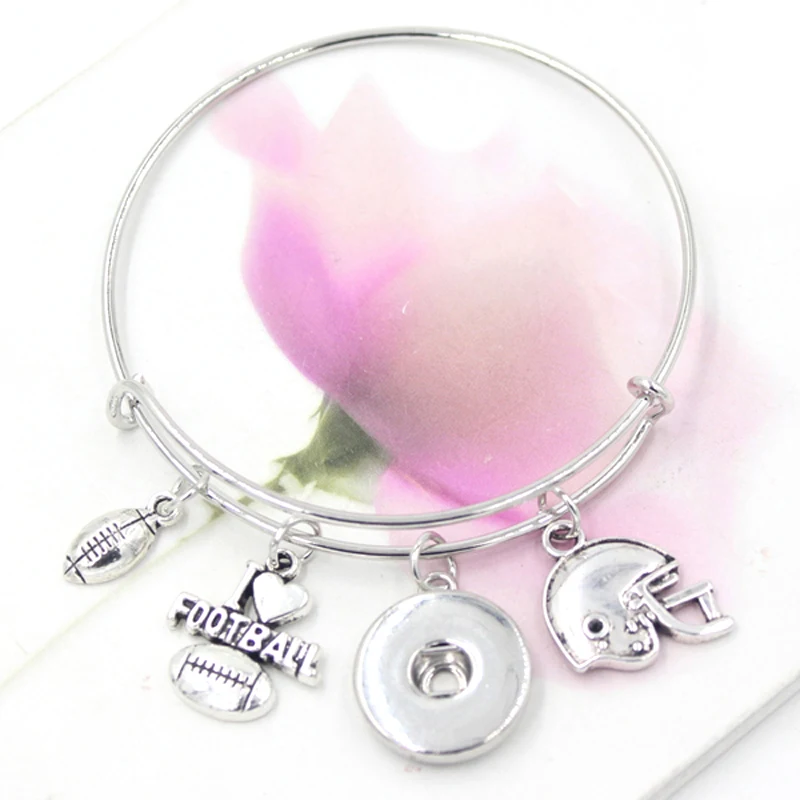 Snap Bracelet Jewelry Sport Football Bracelets Helmat I love Football Charms Wire Bangle Bracelet football fans gift pulsera
Snap Bracelet Jewelry Sport Football Bracelets Helmat I love Football Charms Wire Bangle Bracelet football fans gift pulsera