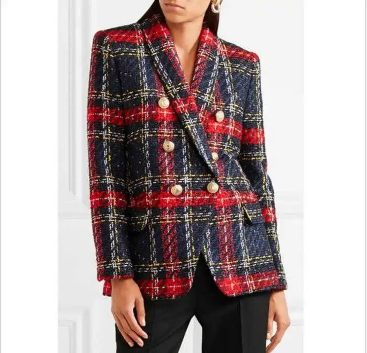tweed women's Urumbassa blazer coat spring runways plaid double-breasted suit coats
tweed women's Urumbassa blazer coat spring runways plaid double-breasted suit coats
