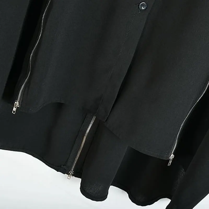 2021 Spring New Fashion Simplicity Shirt Casual Loose Irregular Hem Splicing Zippers Stand Collar Women Top Blouse blusas
2021 Spring New Fashion Simplicity Shirt Casual Loose Irregular Hem Splicing Zippers Stand Collar Women Top Blouse blusas