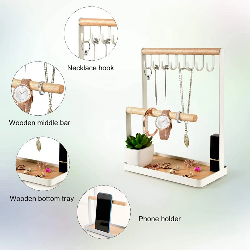 Jewelry Stand, 3-Layer Necklace Hanging Wooden Ring Storage Box, Earrings, Necklaces, Bracelets and Watch Display Stands
Jewelry Stand, 3-Layer Necklace Hanging Wooden Ring Storage Box, Earrings, Necklaces, Bracelets and Watch Display Stands