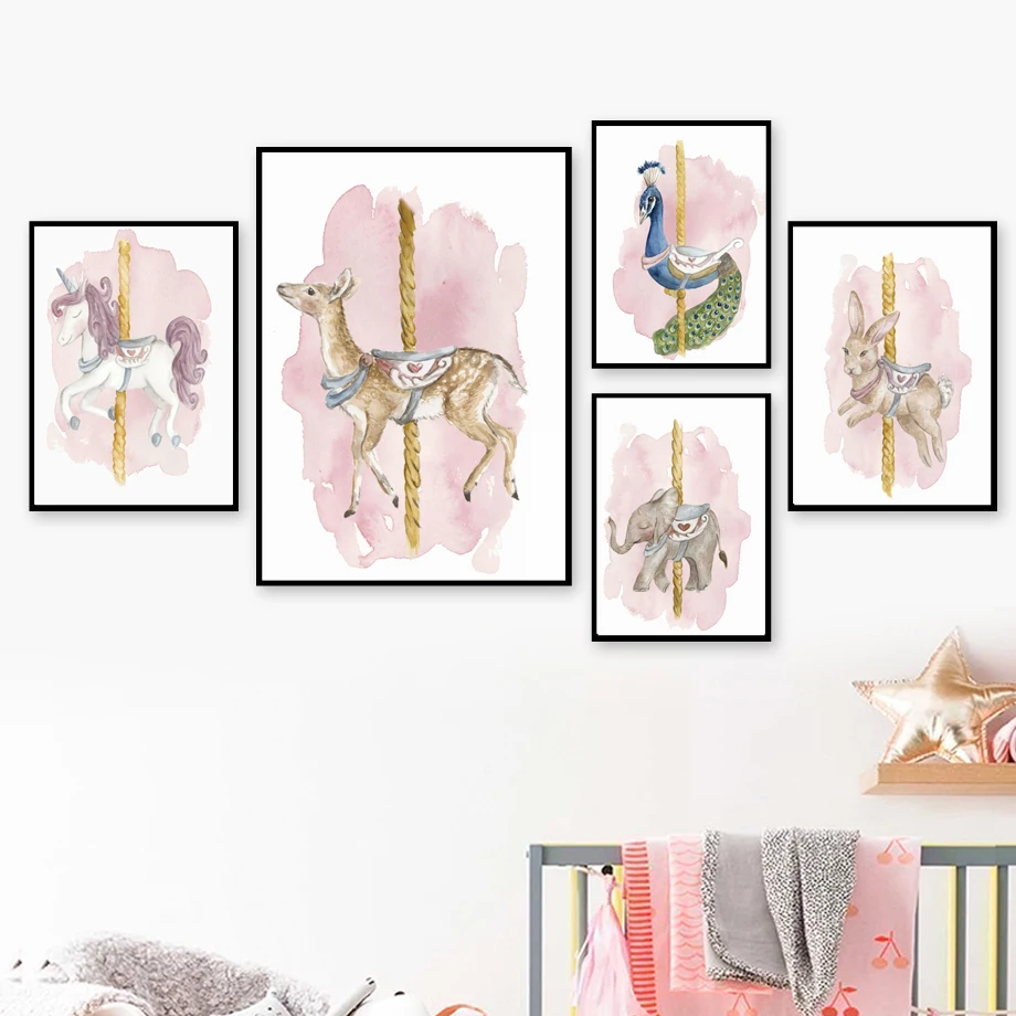 Merry go round Giraffe Rabbit Elephant Nursery Wall Art Print Canvas Painting Nordic Poster Wall Pictures Baby Kids Room Decor
Merry go round Giraffe Rabbit Elephant Nursery Wall Art Print Canvas Painting Nordic Poster Wall Pictures Baby Kids Room Decor