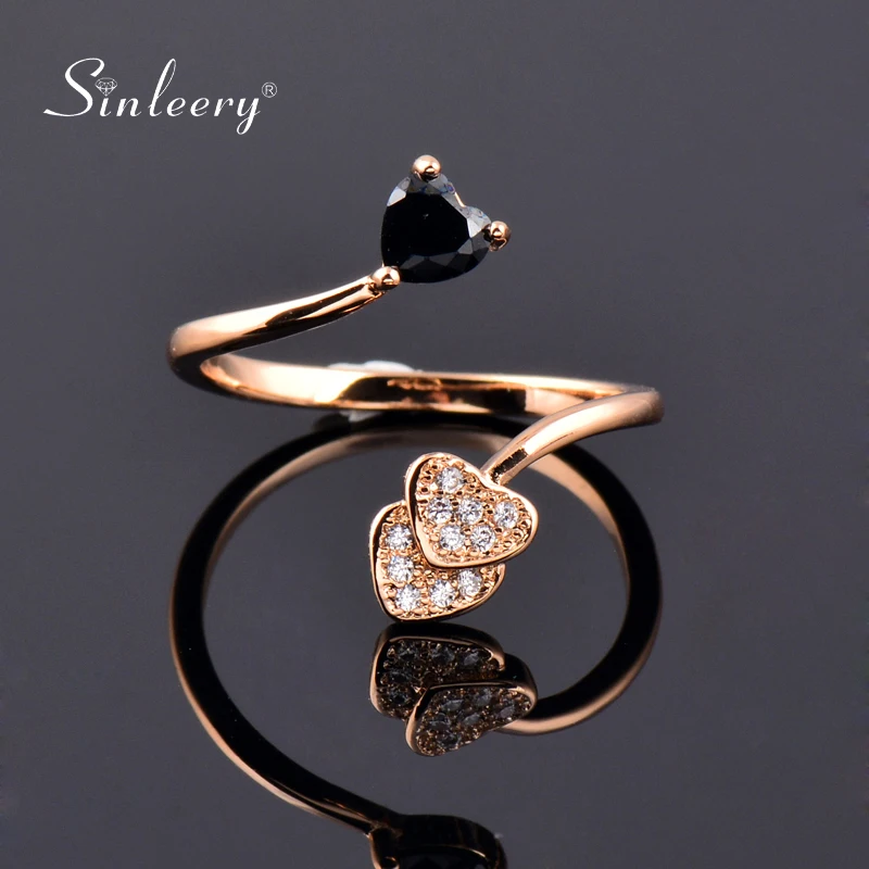 SINLEERY Cute Heart Free Size Rings For Women Yellow Gold Silver Color Black Purple Green Cubic Zircon Wedding Jewelry JZ084 SSB
SINLEERY Cute Heart Free Size Rings For Women Yellow Gold Silver Color Black Purple Green Cubic Zircon Wedding Jewelry JZ084 SSB