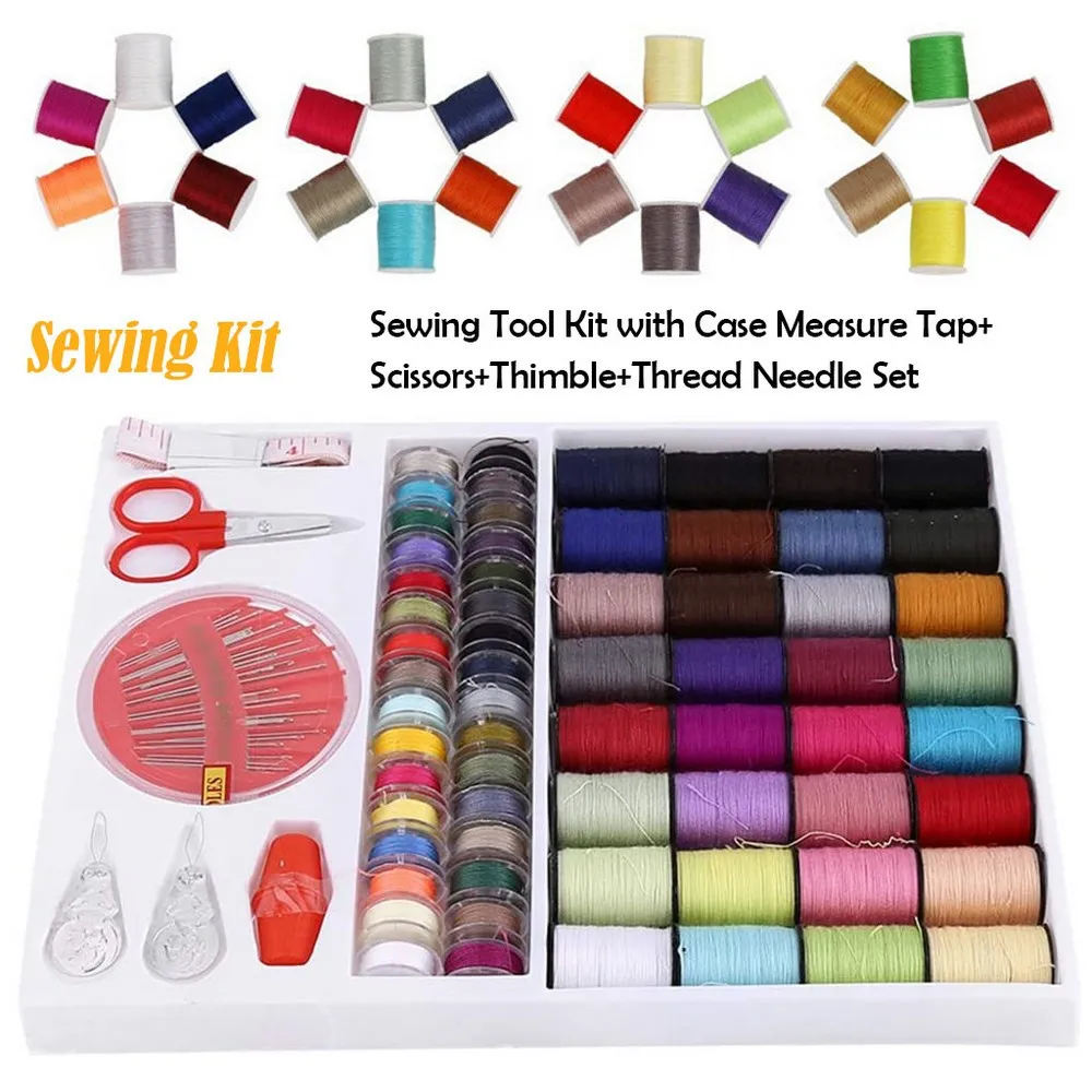 Sewing Tool Kit with Measure Sleeve + Scissors + Thimble Thread Needle Set for Home Household Color Polyester Sewing Thread
Sewing Tool Kit with Measure Sleeve + Scissors + Thimble Thread Needle Set for Home Household Color Polyester Sewing Thread
