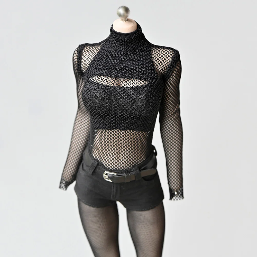 

1/6 Scale Sexy Female Mesh T-shirt See-through Top Clothes with Open Chest Vest Model for 12" TBLeague Figure Body