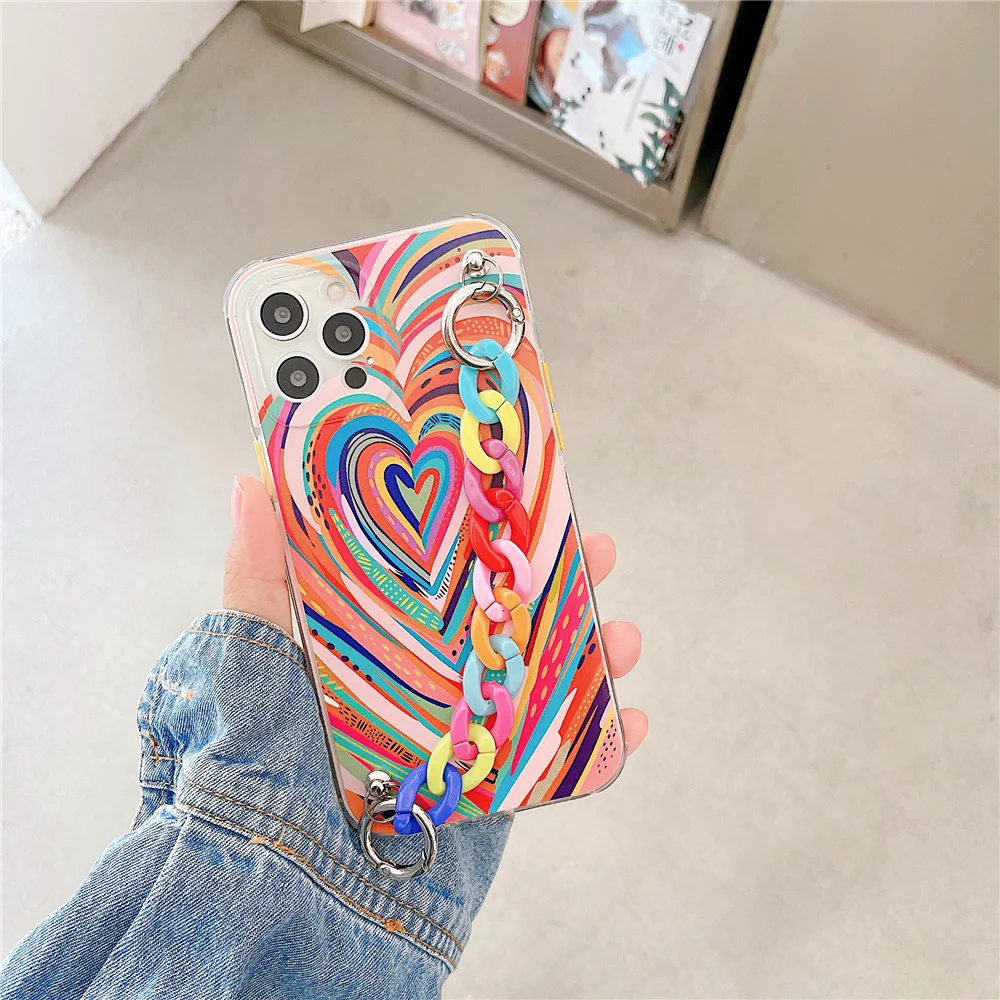 Graffiti Art Rainbow Love Heart Bracelet Phone Case For IPhone 12 11 Pro Max 7 8 Plus SE 2020 XR X XS Max Colorful Chain Cover
Graffiti Art Rainbow Love Heart Bracelet Phone Case For IPhone 12 11 Pro Max 7 8 Plus SE 2020 XR X XS Max Colorful Chain Cover