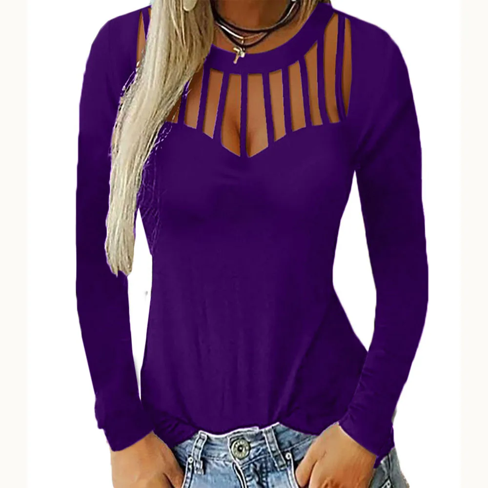 Fashion Hollow Casual T-Shirt Plus Size 5XL Women T Shirts Long Sleeve Spring 2020 Gothic Black Purple Oversize Tops Ladies Top
Fashion Hollow Casual T-Shirt Plus Size 5XL Women T Shirts Long Sleeve Spring 2020 Gothic Black Purple Oversize Tops Ladies Top