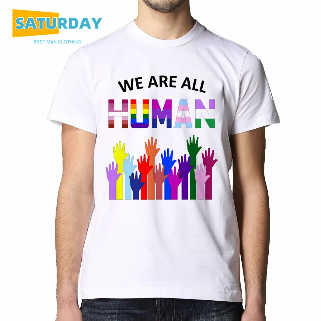 Lgbt We Are Human Design футболки с принтом для мужчин и женщин Летние повседневные топы