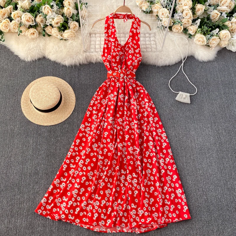 Summer long maxi dress elegant female backless sexy Halter slim long floral print large swing beach dress for women vestidos
Summer long maxi dress elegant female backless sexy Halter slim long floral print large swing beach dress for women vestidos