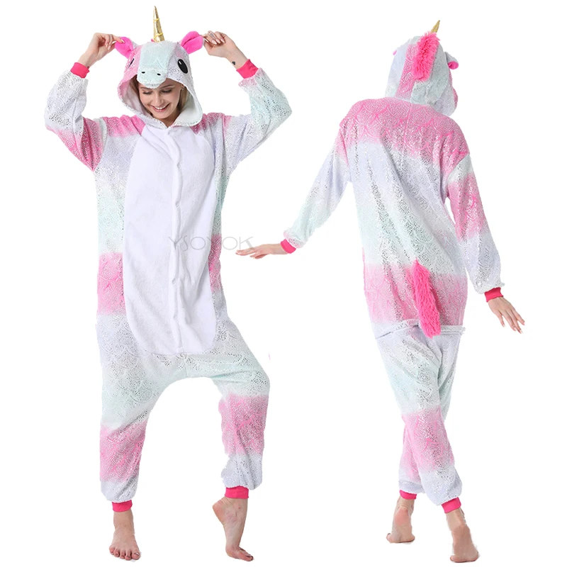

New Unicorn Pajamas For Adults Kigurumi Animal Pyjamas Women Panda Cat Onesie Flannel Winter Unicornio Sleepwear Jumpsuit