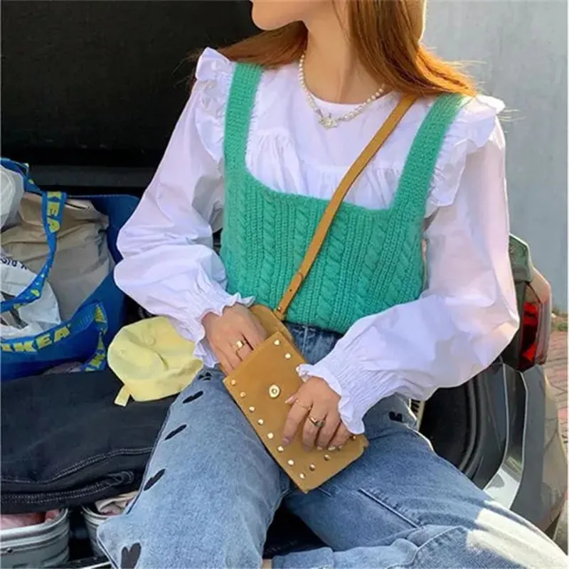 Korean Style Spring Sweater Vest Women Vintage Sleeveless Knitted Crop Top Knitting Tank Tops Body Casual Outerwear
Korean Style Spring Sweater Vest Women Vintage Sleeveless Knitted Crop Top Knitting Tank Tops Body Casual Outerwear