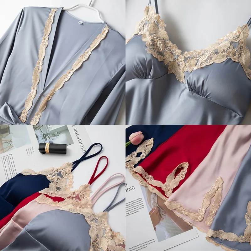 Faux Silk 5PCS Pajamas Women Robe Kimono Bathrobe Gown Sexy Sleepwear PJS Set Lace Nightwear Lounge Wear Soft Pijamas Homewear
Faux Silk 5PCS Pajamas Women Robe Kimono Bathrobe Gown Sexy Sleepwear PJS Set Lace Nightwear Lounge Wear Soft Pijamas Homewear