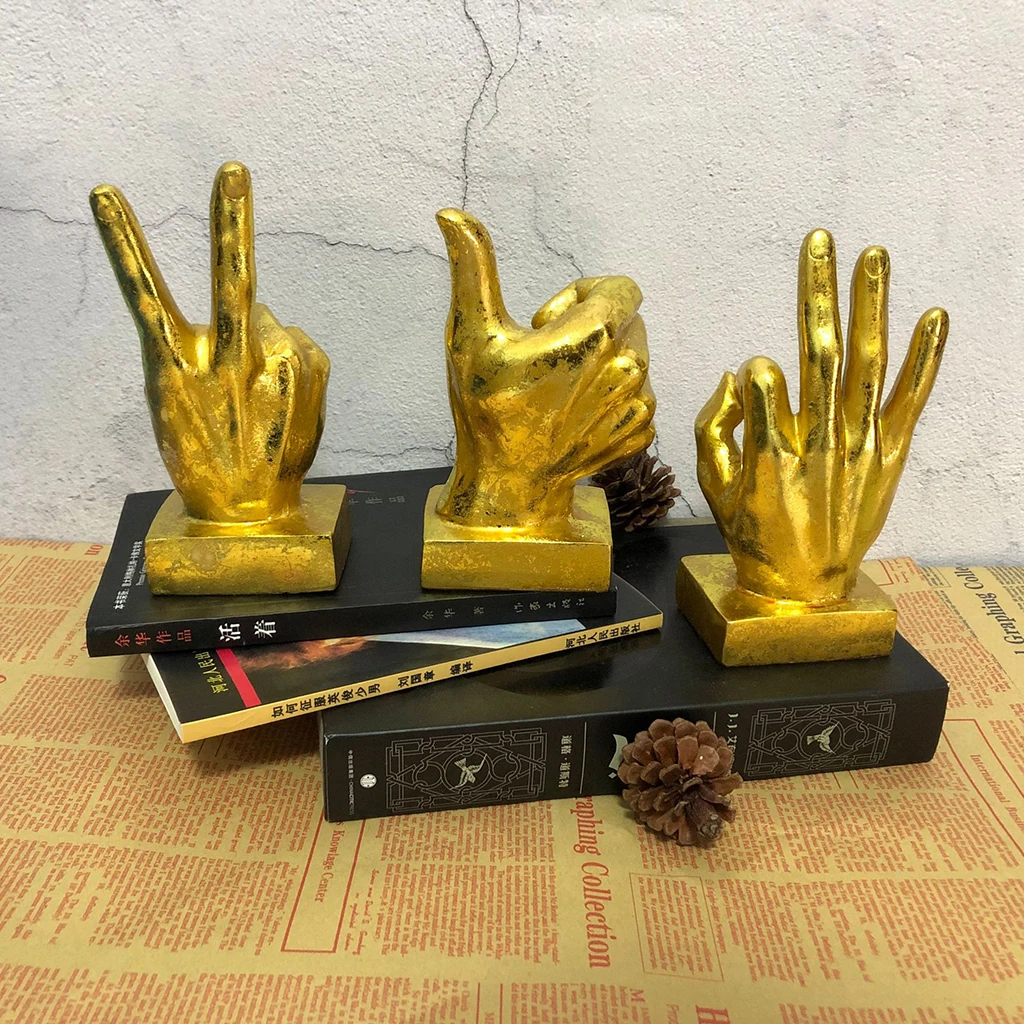 

Resin Finger Gesture Sculpture Modern and Simple Statue, Abstract Art for Home, Office Desk, Bookcase Display Ornament Decor