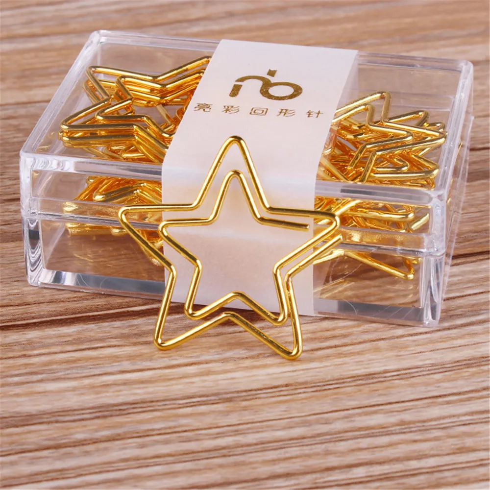 12 Pcs/box Kawaii Five Pointed Star Paper Clip Gold Metal Bookmark Memo Paper Student Clip School Stationery Office Clips
12 Pcs/box Kawaii Five Pointed Star Paper Clip Gold Metal Bookmark Memo Paper Student Clip School Stationery Office Clips