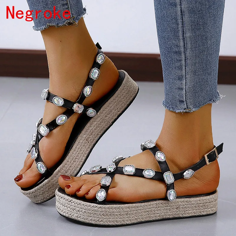 Summer Wedge Espadrilles Women Sandals Bling Crystal High Heels Gladiator Sandals Women Chaussures Femme Platform Sandals
Summer Wedge Espadrilles Women Sandals Bling Crystal High Heels Gladiator Sandals Women Chaussures Femme Platform Sandals