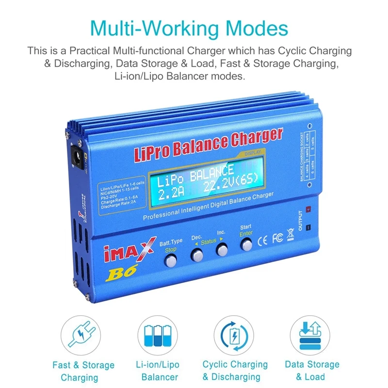 HTRC IMAX B6 80W Battery Charger Lipo NiMh Li-Ion Ni-Cd Digital RC IMAX B6 Lipro Balance Charger Discharger US Plug
HTRC IMAX B6 80W Battery Charger Lipo NiMh Li-Ion Ni-Cd Digital RC IMAX B6 Lipro Balance Charger Discharger US Plug