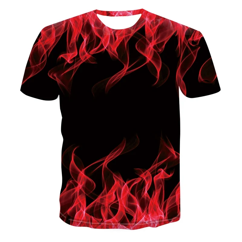Мужская футболка с круглым вырезом, коротким рукавом и 3D-принтом пламени 
Мужская футболка с круглым вырезом, коротким рукавом и 3D-принтом пламени