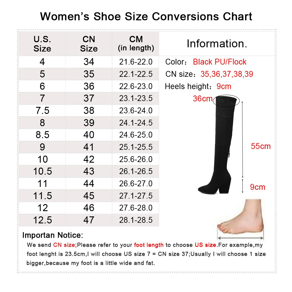 NIUFUNI Women's Stretch Slim Thigh High Boots For Women Chunky High Heel Over The Knee Boots Winter PU/Flock Leather Shoes Woman 
NIUFUNI Women's Stretch Slim Thigh High Boots For Women Chunky High Heel Over The Knee Boots Winter PU/Flock Leather Shoes Woman