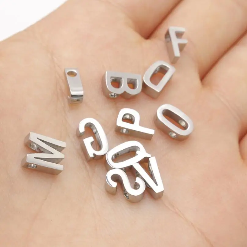 Jisensp Vintage Capital Letter Charm Pendant Initial A-Z Stainless Steel Perforated for Making Bracelets Necklace | Украшения и
